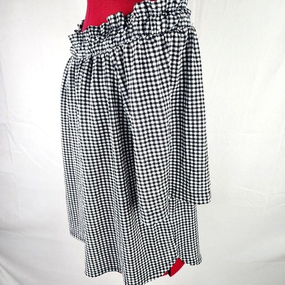 ELLE Brand Black & White Checkered Off Shoulder Stretchy Top - M - Picture 3 of 7
